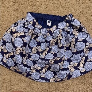 Janie and Jack Navy Skater Skirt with Light Blue and Gold Floral Jacquard